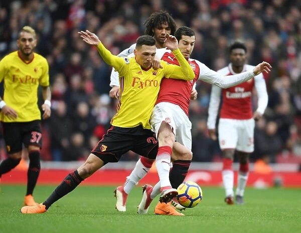 Mkhitaryan vs Holebas: Intense Battle in Arsenal vs Watford Premier League Clash