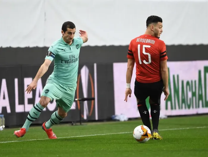 Framed Print : Mkhitaryan's Nutmeg: Arsenal's Edge in Europa League Clash against Rennes