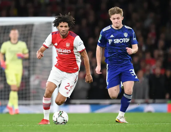 Framed Print : Mo Elneny Outsmarts Joe Gelhardt: Arsenal's Midfield Maestro Dazzles in Carabao Cup Clash Framed Print : Mo Elneny Outsmarts Joe Gelhardt: Arsenal's Midfield Maestro Dazzles in Carabao Cup Clash