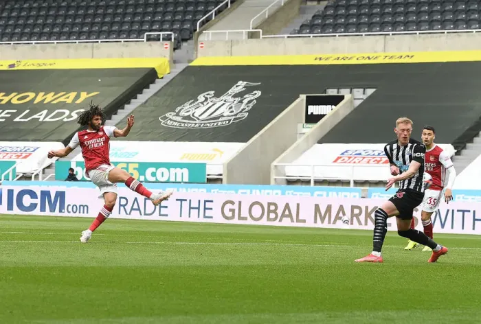 Framed Print : Mo Elneny Scores First Goal for Arsenal in Empty St. James Park Against Newcastle United (Premier League 2021) Framed Print : Mo Elneny Scores First Goal for Arsenal in Empty St. James Park Against Newcastle United (Premier League 2021)