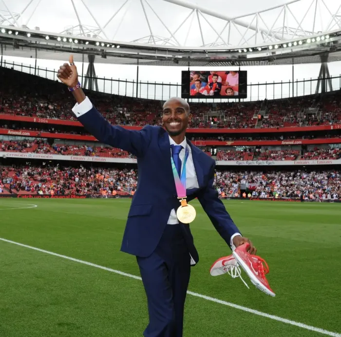 Framed Print : Mo Farah's Gold Medal Celebration: Arsenal's Triumph Over Swansea City