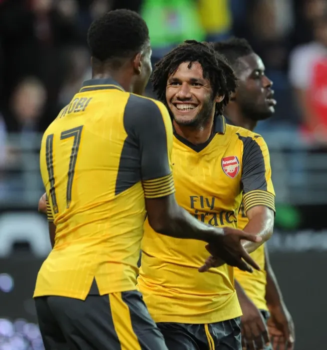 Framed Print : Mohamed Elneny: In Action for Arsenal Against Viking FK (2016-17 Pre-Season Friendly)