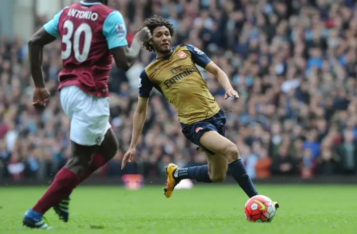 Framed Print : Mohamed Elneny (Arsenal). West Ham United 3: 3 Arsenal