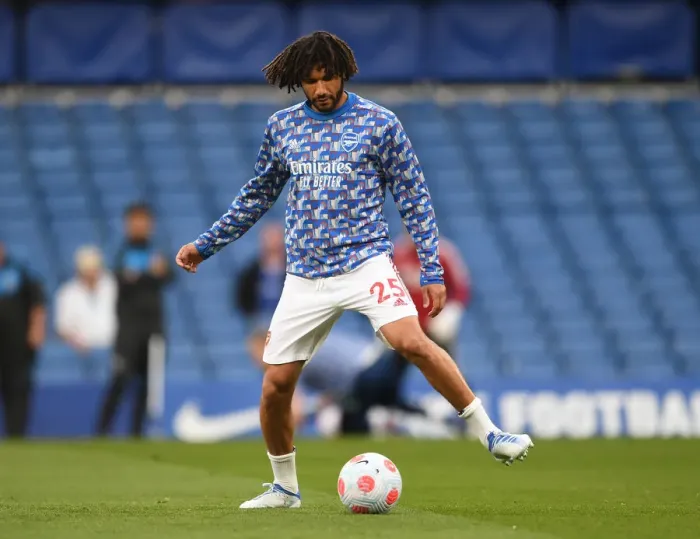Framed Print : Mohamed Elneny Gears Up: Arsenal vs. Chelsea Showdown - Premier League 2021-22