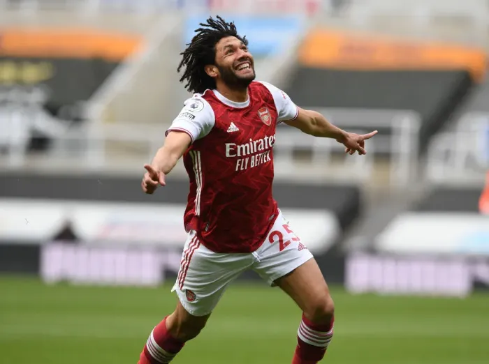 Framed Print : Mohamed Elneny Scores Game-Winning Goal: Arsenal Triumphs Over Newcastle in Empty St. James Park
