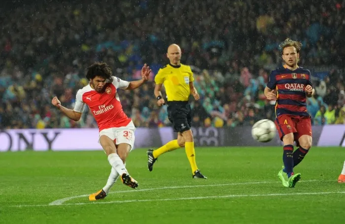 Framed Print : Mohamed Elneny's Stunning Goal: Arsenal's Upset of Barcelona in Champions League Framed Print : Mohamed Elneny's Stunning Goal: Arsenal's Upset of Barcelona in Champions League