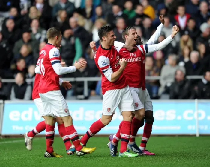 Framed Print : Monreal and Giroud Celebrate First Goal: Swansea City vs. Arsenal, Premier League 2012-13 Framed Print : Monreal and Giroud Celebrate First Goal: Swansea City vs. Arsenal, Premier League 2012-13