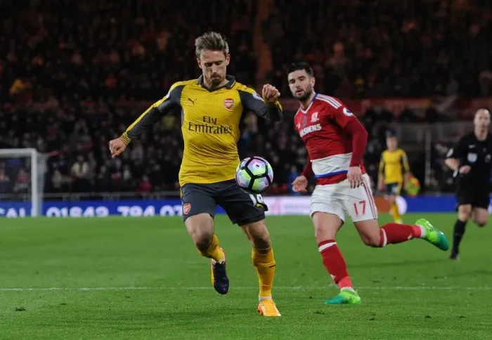 Framed Print : Monreal Under Pressure: Middlesbrough vs. Arsenal, Premier League 2016-17 Framed Print : Monreal Under Pressure: Middlesbrough vs. Arsenal, Premier League 2016-17
