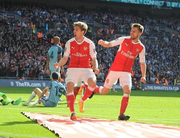 Monreal and Ramsey's Thrilling FA Cup Semi-Final Goal Celebration: Arsenal's Unforgettable Moment Against Manchester City