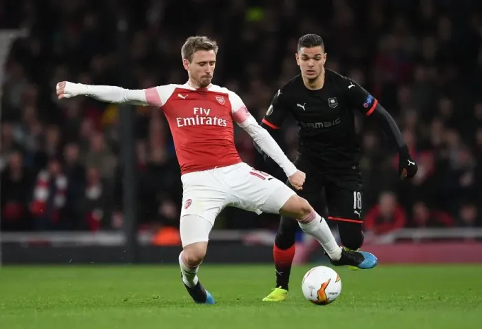 Framed Print : Monreal vs Ben Arfa: A Fiery Europa League Showdown - Arsenal vs Stade Rennais Framed Print : Monreal vs Ben Arfa: A Fiery Europa League Showdown - Arsenal vs Stade Rennais