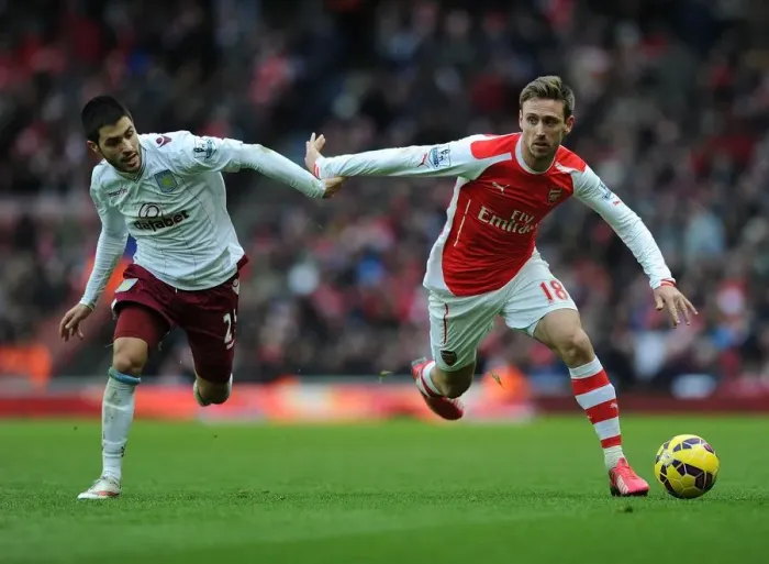 Framed Print : Monreal vs. Gil: Intense Battle at Emirates Stadium - Arsenal v Aston Villa, Premier League 2014-15 Framed Print : Monreal vs. Gil: Intense Battle at Emirates Stadium - Arsenal v Aston Villa, Premier League 2014-15