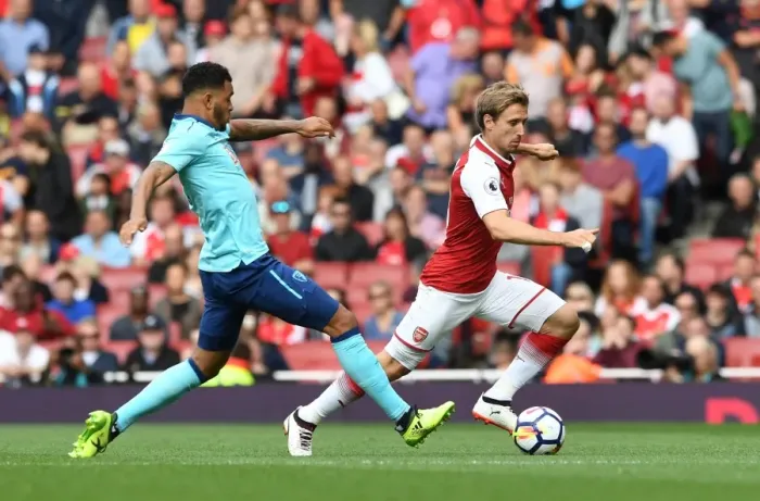 Framed Print : Monreal vs. King: Arsenal vs. AFC Bournemouth, Premier League Showdown