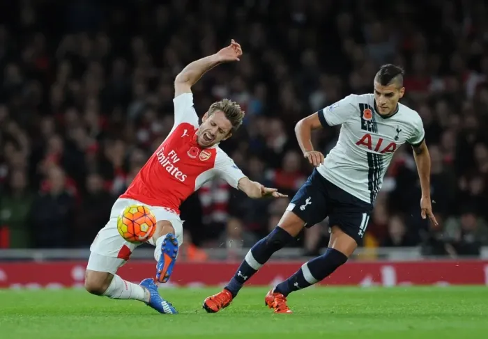 Framed Print : Monreal vs. Lamela: Intense Rivalry Unfolds in the Arsenal vs. Tottenham Clash, Premier League 2015-16
