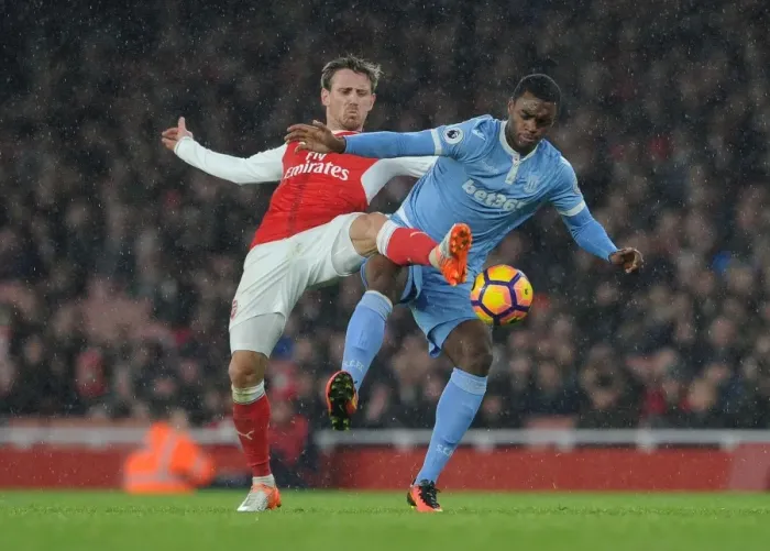 Framed Print : Monreal vs Ngoy: Intense Battle at Arsenal's Emirates Stadium (Arsenal v Stoke City, Premier League 2016-17) Framed Print : Monreal vs Ngoy: Intense Battle at Arsenal's Emirates Stadium (Arsenal v Stoke City, Premier League 2016-17)