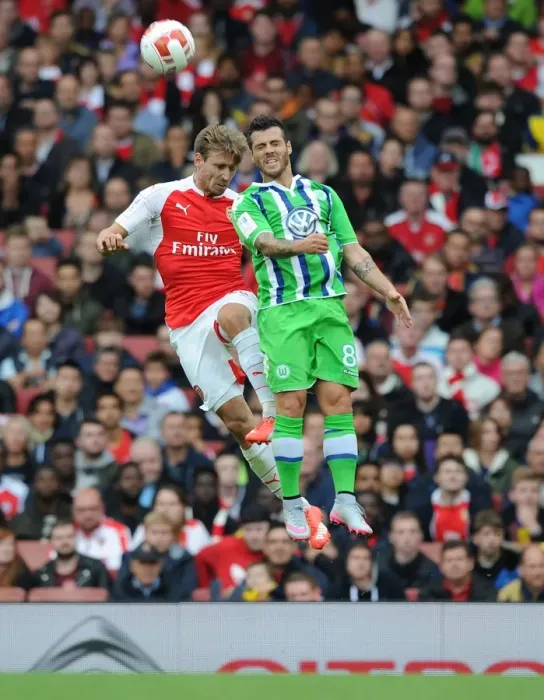 Framed Print : Monreal vs. Vieirinha: A Battle at the Emirates Cup 2015 / 16 - Arsenal vs. VfL Wolfsburg
