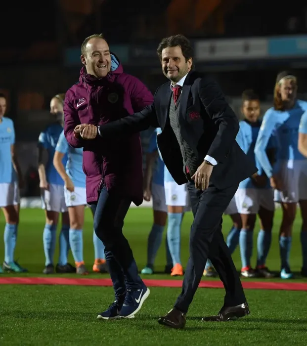 Framed Print : Montemurro vs. Cushing: FA WSL Continental Cup Final Showdown (Arsenal Women vs. Manchester City Ladies)