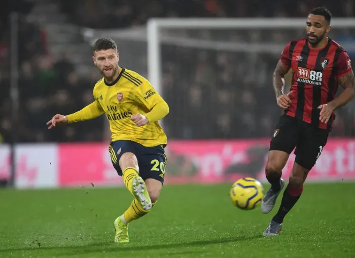 Framed Print : Mustafi in Action: Arsenal vs. Bournemouth, Premier League 2019-20