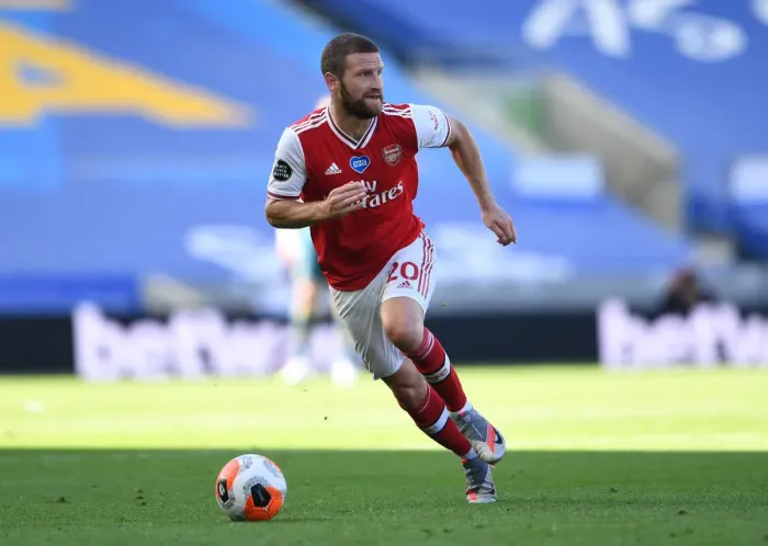 Framed Print : Mustafi in Action: Arsenal vs. Brighton & Hove Albion, Premier League 2019-2020