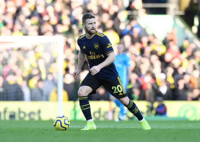 Framed Print : Mustafi in Action: Arsenal vs. Norwich City, Premier League 2019-20