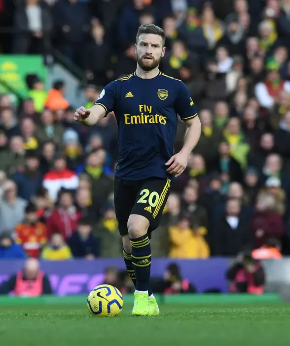 Framed Print : Mustafi in Action: Norwich City vs Arsenal, Premier League 2019-20