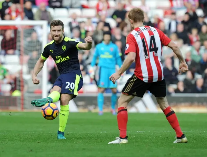 Framed Print : Mustafi in Action: Sunderland vs. Arsenal, Premier League 2016-17 Framed Print : Mustafi in Action: Sunderland vs. Arsenal, Premier League 2016-17