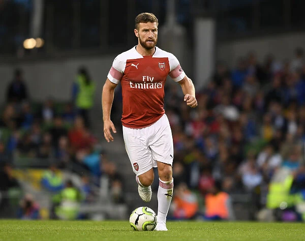 Mustafi Faces Off Against Chelsea: Arsenal's Defender in Action during the 2018 International Champions Cup, Dublin
