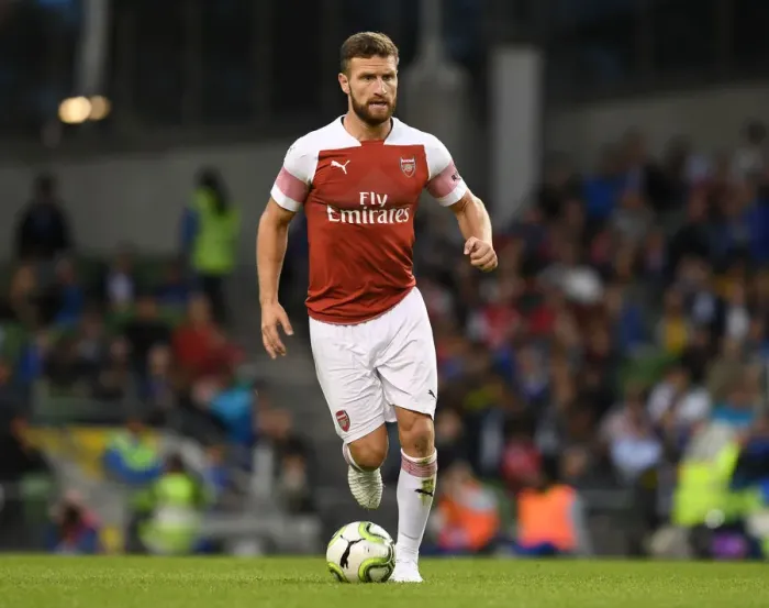 Framed Print : Mustafi Faces Off Against Chelsea: Arsenal's Defender in Action during the 2018 International Champions Cup, Dublin