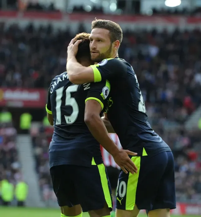 Framed Print : Mustafi and Oxlade-Chamberlain Celebrate Arsenal's First Goal vs Sunderland (2016-17) Framed Print : Mustafi and Oxlade-Chamberlain Celebrate Arsenal's First Goal vs Sunderland (2016-17)
