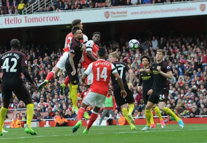 Framed Print : Mustafi Scores Arsenal's Second: Arsenal vs Manchester City, Premier League 2016-17