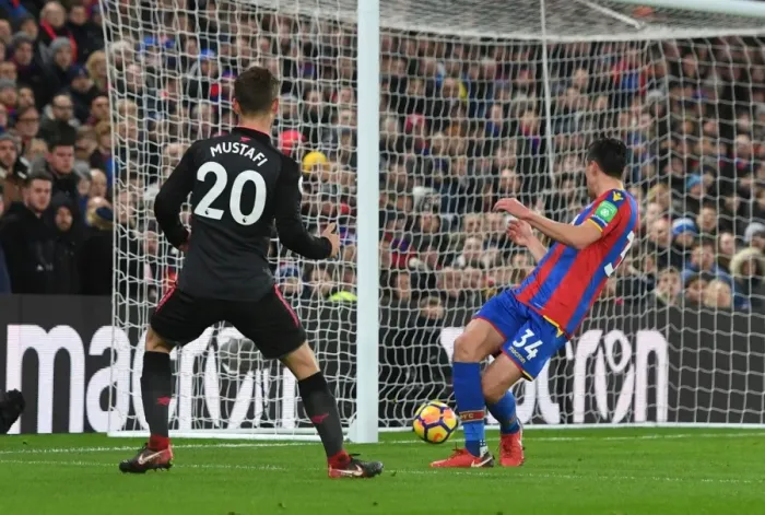 Framed Print : Mustafi Scores the Game-Winning Goal Past Kelly: Arsenal's Triumph at Crystal Palace, Premier League 2017-18 Framed Print : Mustafi Scores the Game-Winning Goal Past Kelly: Arsenal's Triumph at Crystal Palace, Premier League 2017-18