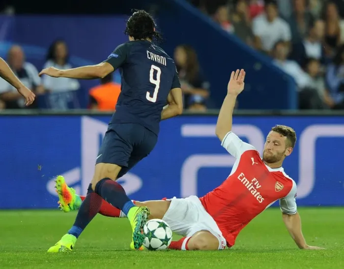 Framed Print : Mustafi vs Cavani: A Champions League Battle at Parc des Princes, 2016