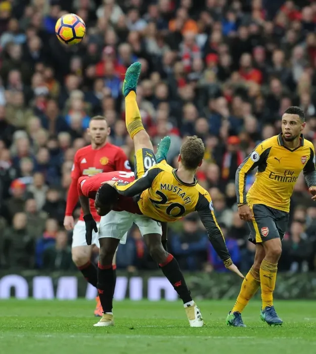 Framed Print : Mustafi vs. Pogba: Clash at Old Trafford - Manchester United vs. Arsenal, Premier League 2016-17 Framed Print : Mustafi vs. Pogba: Clash at Old Trafford - Manchester United vs. Arsenal, Premier League 2016-17