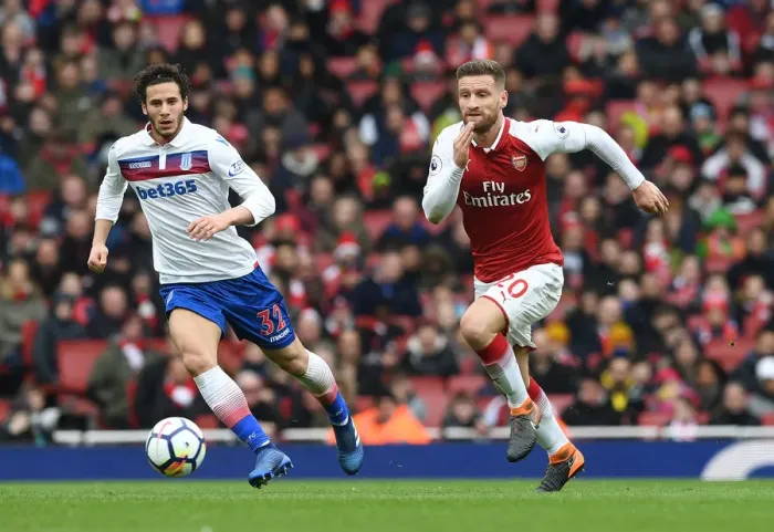 Framed Print : Mustafi vs. Sobhi: Clash at the Emirates - Arsenal v Stoke City, Premier League Framed Print : Mustafi vs. Sobhi: Clash at the Emirates - Arsenal v Stoke City, Premier League