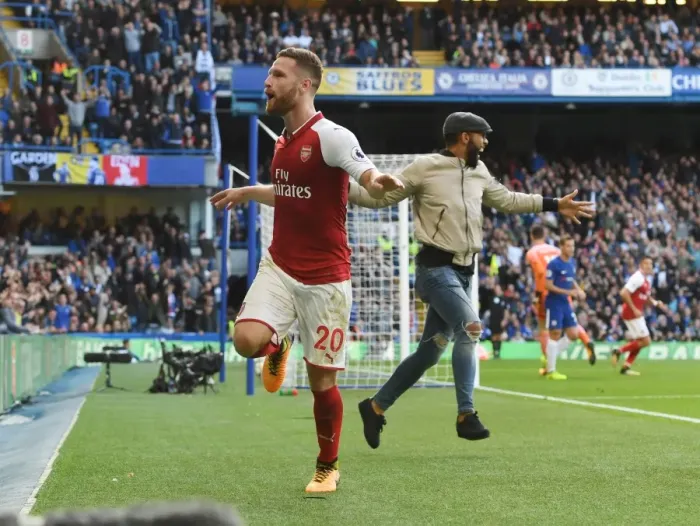 Framed Print : Mustafi's Disallowed Goal: Ardent Fan's Emotional Leap (Chelsea vs Arsenal, 2017-18)