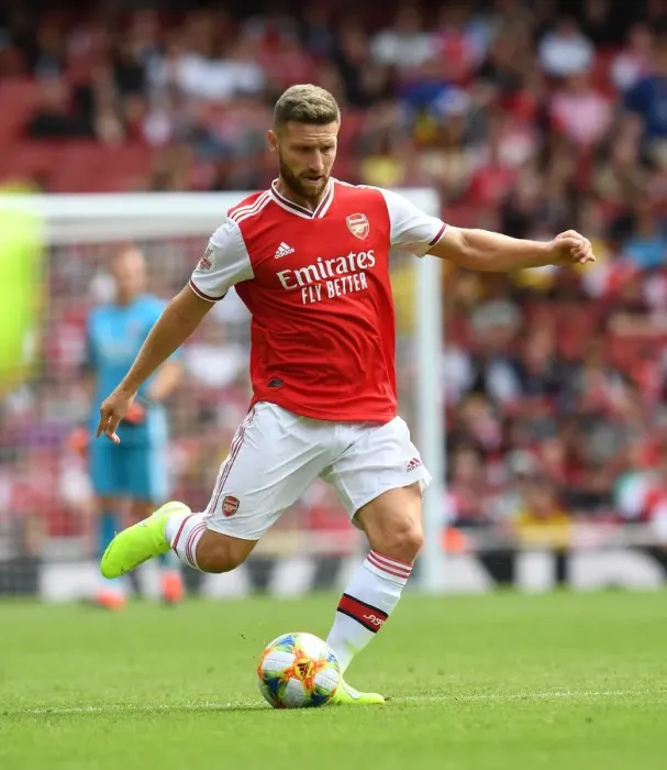 Framed Print : Mustafi's Emirates Showdown: Arsenal vs. Olympique Lyonnais
