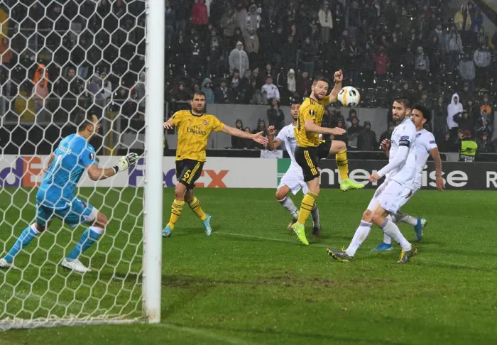 Framed Print : Mustafi's Europa League Winner: Arsenal Triumphs over Vitoria Guimaraes