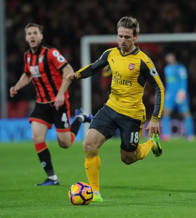 Framed Print : Nacho Monreal in Action: AFC Bournemouth vs. Arsenal, Premier League 2016-17