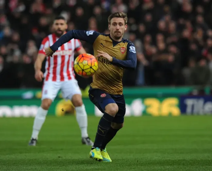 Framed Print : Nacho Monreal in Action: Arsenal vs. Stoke City, Premier League 2015-16