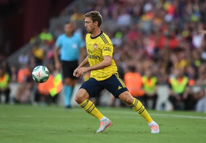 Framed Print : Nacho Monreal in Action: FC Barcelona vs. Arsenal (2019) - Pre-Season Friendly at Nou Camp