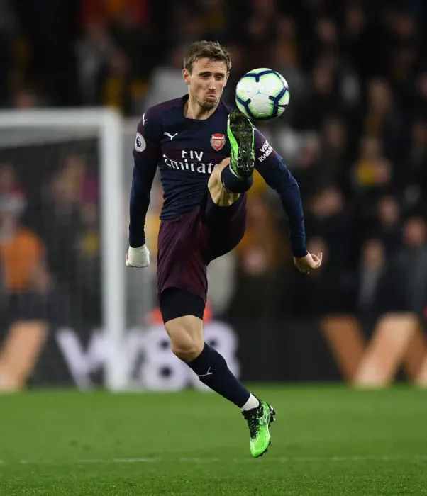 Framed Print : Nacho Monreal in Action: Wolverhampton Wanderers vs. Arsenal FC, Premier League 2018-19