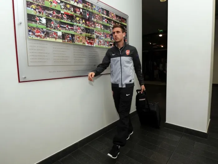 Framed Print : Nacho Monreal Approaches Emirates Stadium: Arsenal vs Everton, Premier League 2012-13