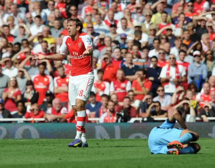 Framed Print : Nacho Monreal (Arsenal). Arsenal 2: 2 Manchester City. Barclays Premier League. Emirates Stadium Framed Print : Nacho Monreal (Arsenal). Arsenal 2: 2 Manchester City. Barclays Premier League. Emirates Stadium