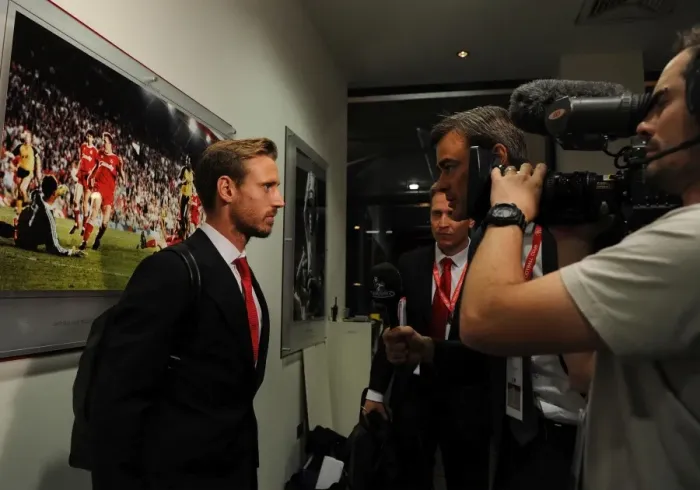 Framed Print : Nacho Monreal - Arsenal FC Pre-Match Interview Ahead of Arsenal vs Stoke City (2015-16)