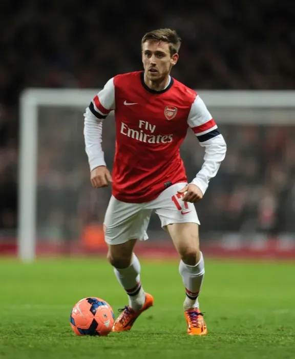 Framed Print : Nacho Monreal Focuses in Arsenal-Tottenham FA Cup Clash