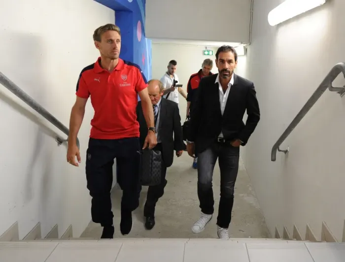 Framed Print : Nacho Monreal Reunites with Robert Pires at Lens Friendly, 2016 Framed Print : Nacho Monreal Reunites with Robert Pires at Lens Friendly, 2016