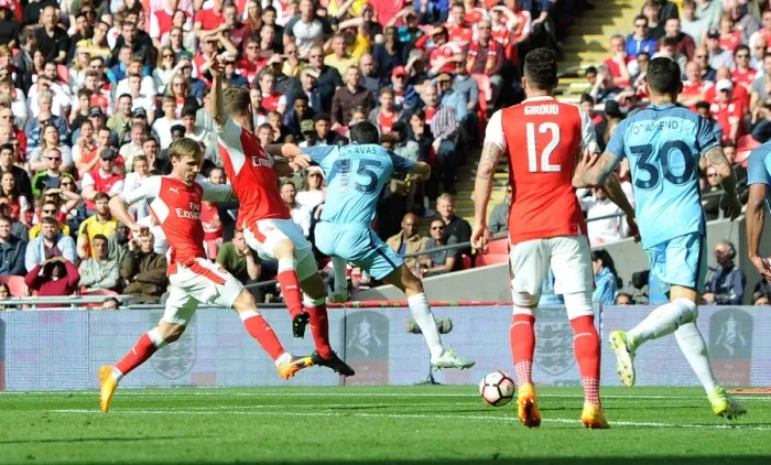 Framed Print : Nacho Monreal Scores the Opener: Arsenal vs Manchester City - FA Cup Semi-Final 2017 Framed Print : Nacho Monreal Scores the Opener: Arsenal vs Manchester City - FA Cup Semi-Final 2017