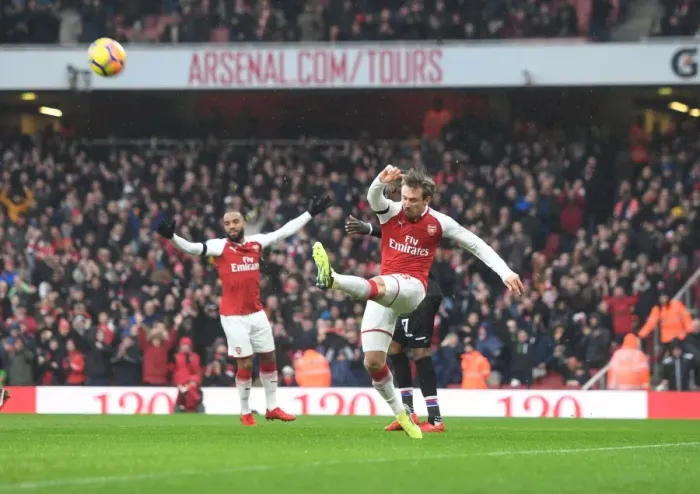 Framed Print : Nacho Monreal Scores the Opener: Arsenal's Victory over Crystal Palace, Premier League 2017-18