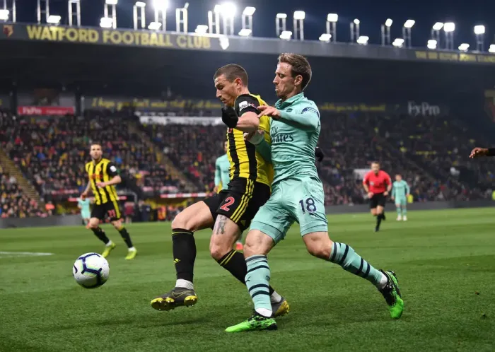 Framed Print : Nacho Monreal vs. Daryl Janmaat: Intense Battle in Watford v Arsenal Premier League Clash Framed Print : Nacho Monreal vs. Daryl Janmaat: Intense Battle in Watford v Arsenal Premier League Clash