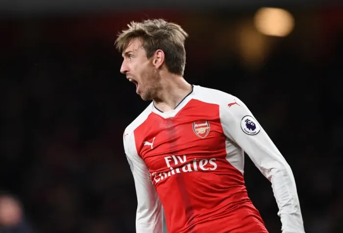 Framed Print : Nacho Monreal's Euphoric Moment: Arsenal's Game-Changing Goal vs. Leicester City (2016-17)