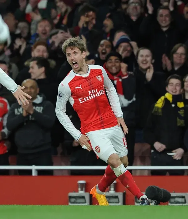 Framed Print : Nacho Monreal's Goal Celebration: Arsenal vs Leicester City, Premier League 2016-17